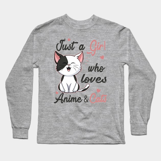 Anime and Cats Lover for Teen Manga kawaii Graphic Otaku Long Sleeve T-Shirt by The Design Catalyst